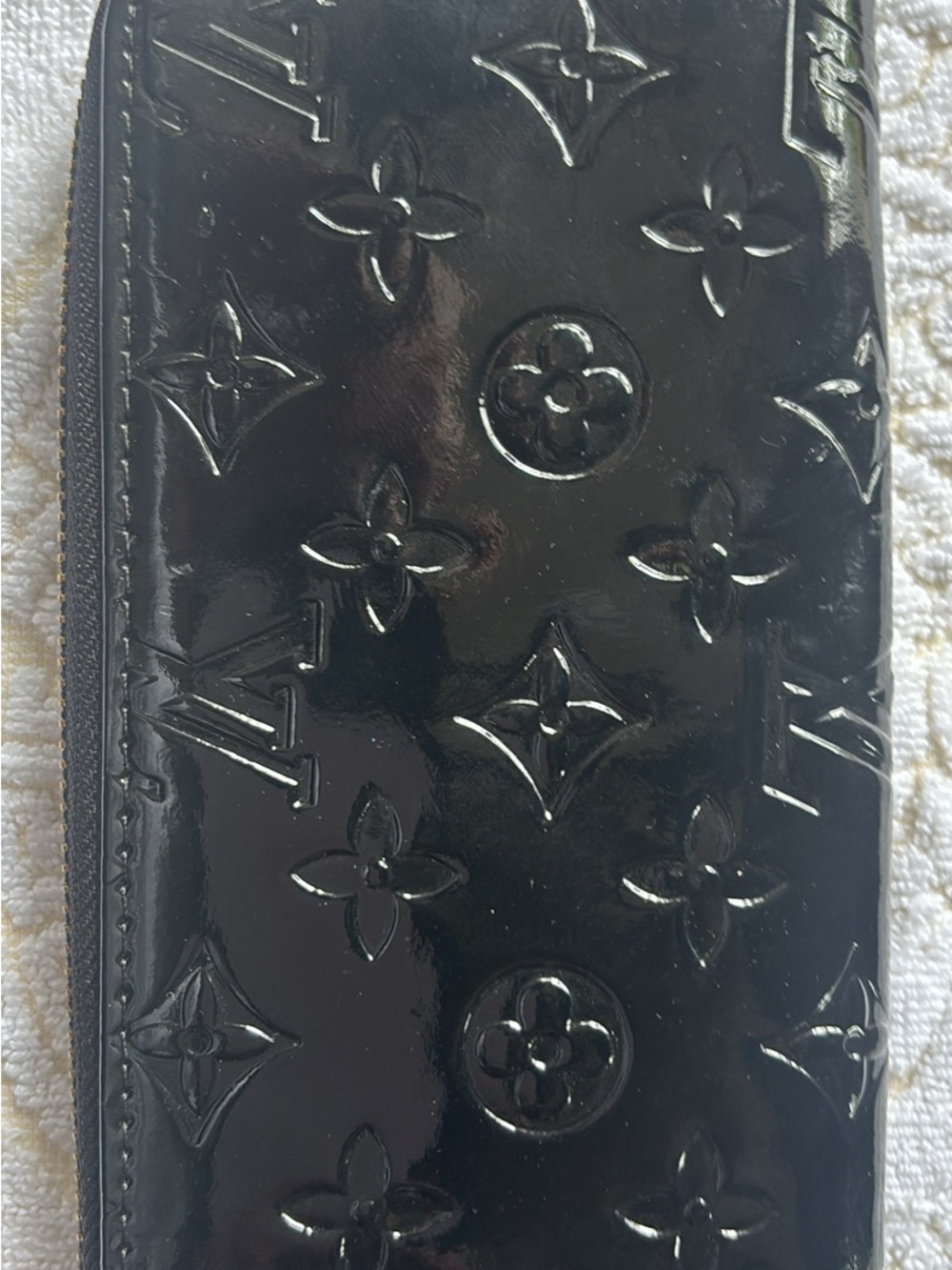 Louis Vuitton Black Patent Monogram Zip Wallet
